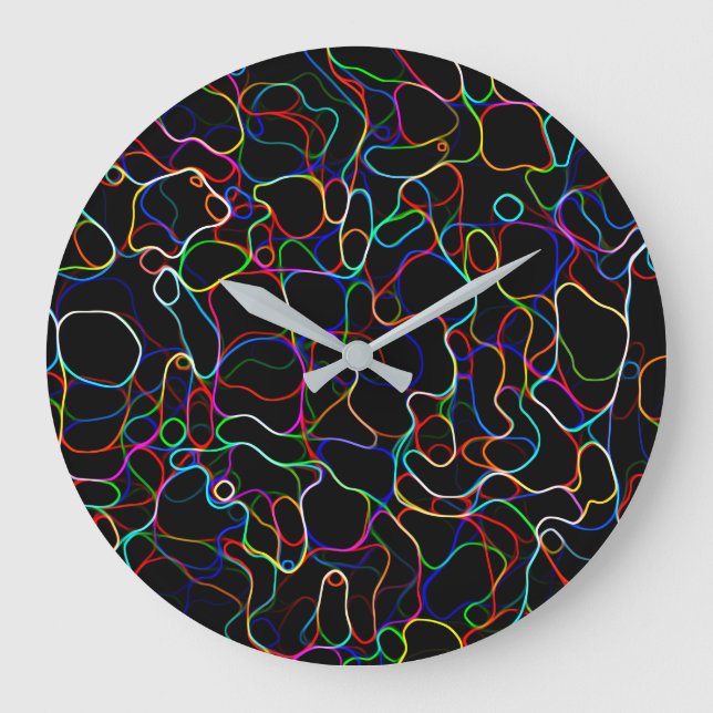 Neon Multicolor Lines Große Wanduhr (Vorderseite)