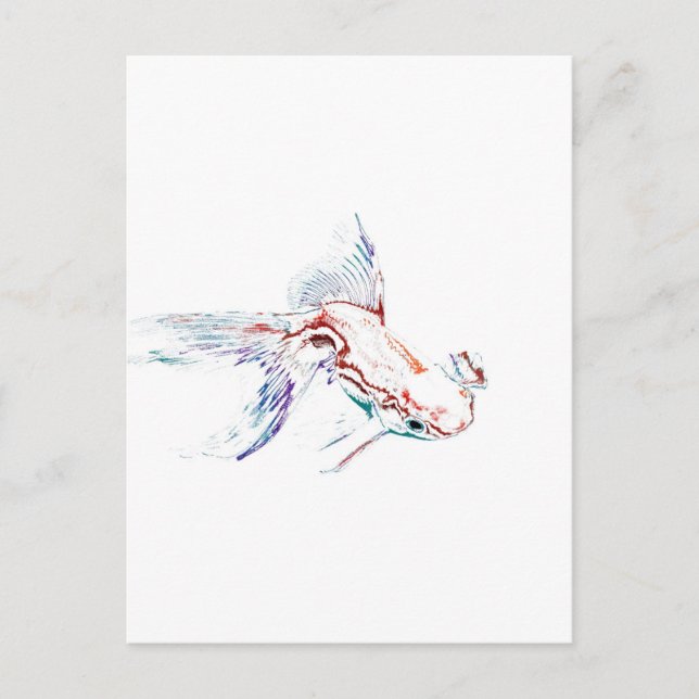 Neon Multicolor Rainbow Fish/Goldfish/Koi Postkarte (Vorderseite)