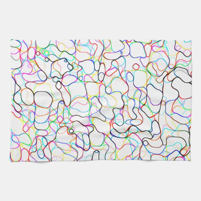 Neon Multicolored Curvy Line Muster - COOL Geschirrtuch (Horizontal)