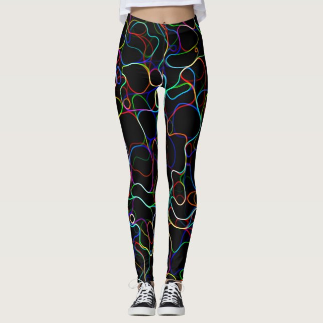 Neon Multicolored Curvy Line Muster - COOL Leggings (Vorderseite)