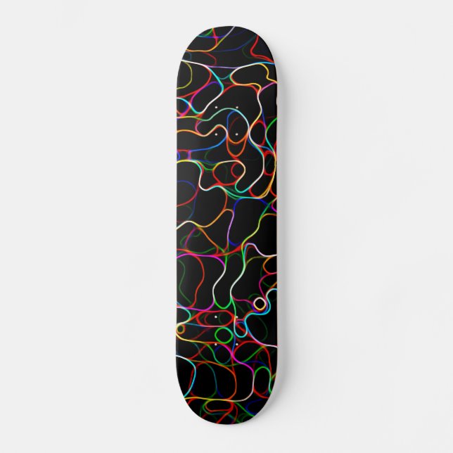 Neon Multicolored Curvy Line Muster - COOL Skateboard (Vorderseite)
