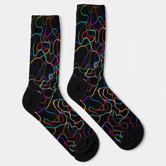 Neon Multicolored Curvy Line Muster - COOL Socken (Rechts)