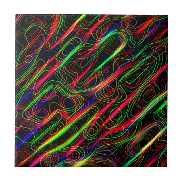 Neon Multicolored Lines Fliese (Vorderseite)