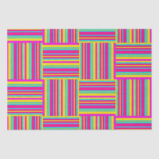 Neon Multicolored Weaved Squares Seidenpapier (Vorderseite)