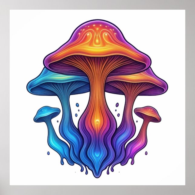 Neon Mushroom Glow" Poster (Vorne)