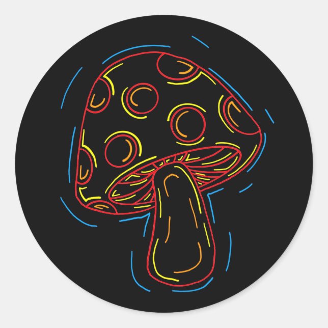 Neon Mushroom Sticker (Vorderseite)