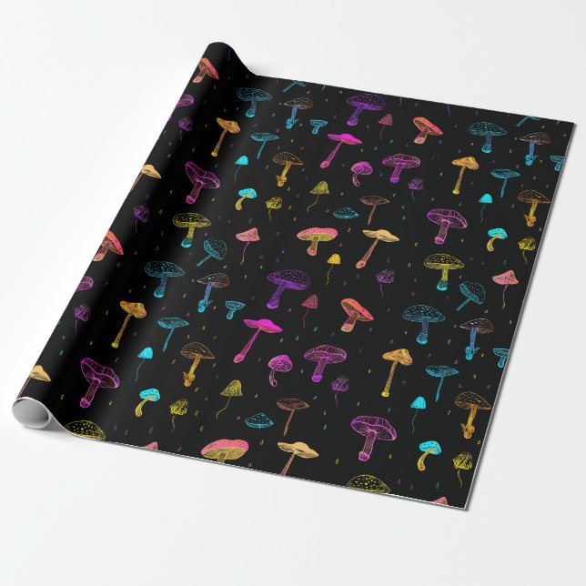 Neon Mushroom Wrapping Paper Geschenkpapier (Ungerollt)