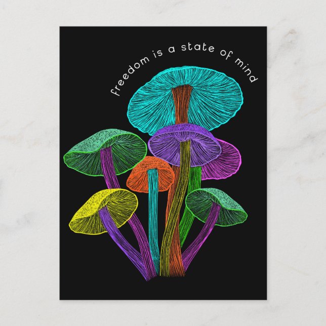 Neon Mushrooms Freedom ist ein Staat der Postkarte (Vorderseite)