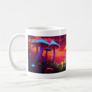Neon Mushrooms: Psychedelic Glow Tasse Design
