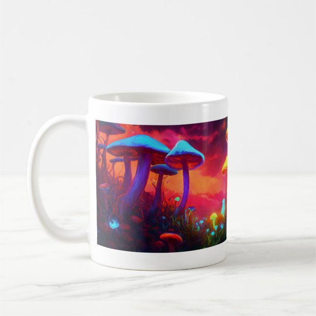 Neon Mushrooms: Psychedelic Glow Tasse Design (Links)