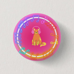 Neon Music Cat Button