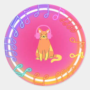 Neon Music Cat Sticker