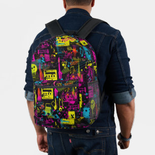 Neon Music Graffiti Bedruckter Rucksack