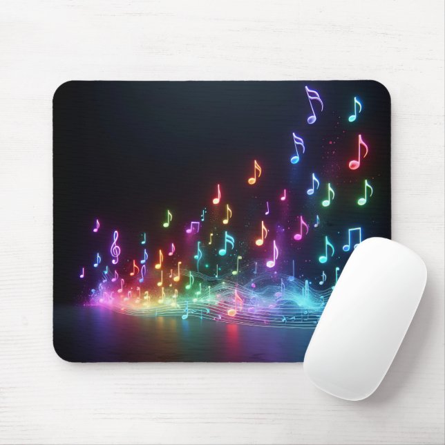 Neon Musical Notes Mousepad (Mit Mouse)