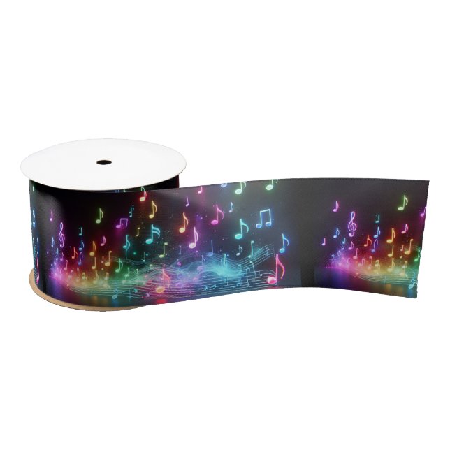 Neon Musical Notes Satinband (Spule)