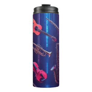 Neon-Musik-Vibes – Farbige Musikinstrumente Thermosbecher