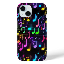 Neon Musiknoten auf schwarz