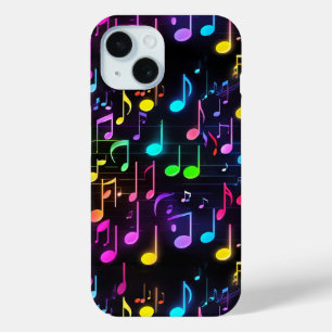 Neon Musiknoten auf schwarz Case-Mate iPhone Hülle