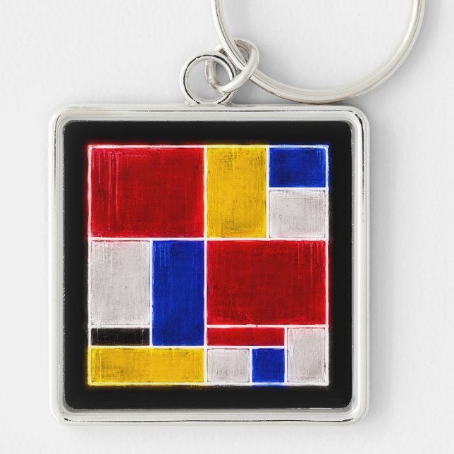 Neon-Muster Mondrian Schlüsselanhänger (Vorne)