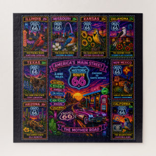 Neon-Mutter-Straßen-Staaten-Karte Puzzle