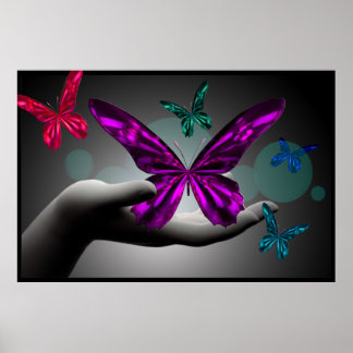 Neon Mystic Butterfys Digitale Kunst Poster