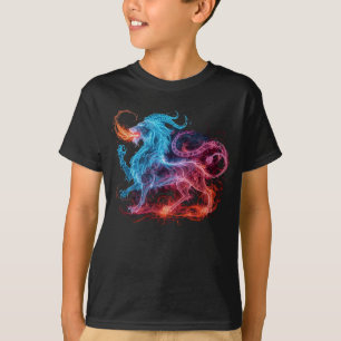 Neon Mythische Chimäre Löwe Leuchten Magische Fant T-Shirt