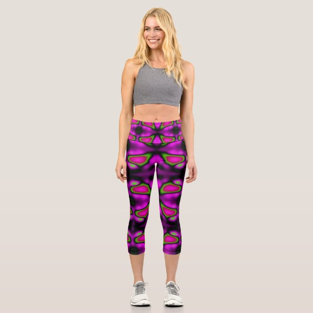 Neon-Nächte Capri Leggings (Vorderseite)