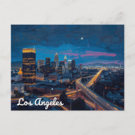 Neon-Nächte in der Skyline von Los Angeles Postkarte