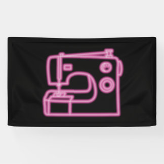 Neon Nähmaschine Zeichen Rosa Banner
