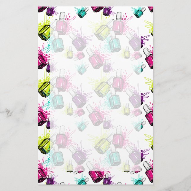Neon Nail Polnisches Muster Briefpapier (Vorderseite)