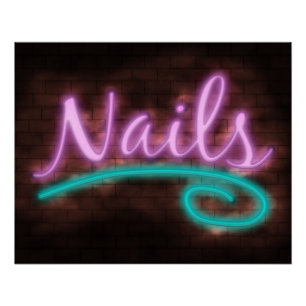 Neon Nails Sign Poster