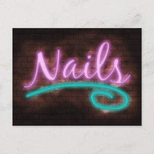 Neon Nails Sign Postkarte