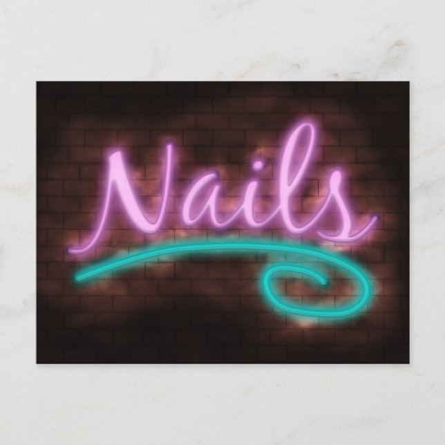 Neon Nails Sign Postkarte (Vorderseite)