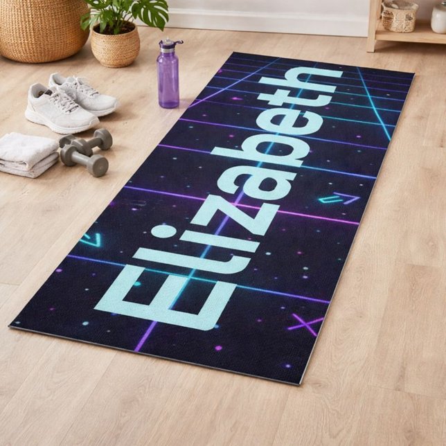 Neon Name Retro 80er  Yogamatte (Von Creator hochgeladen)
