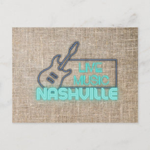 Neon Nashville Live Music Design Postkarte
