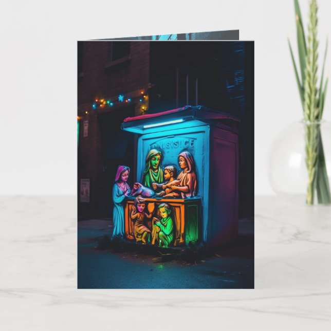 Neon Nativity Blank Card Dankeskarte (Vorderseite)
