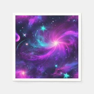 Neon Nebula Galaxie mit Sternen Serviette