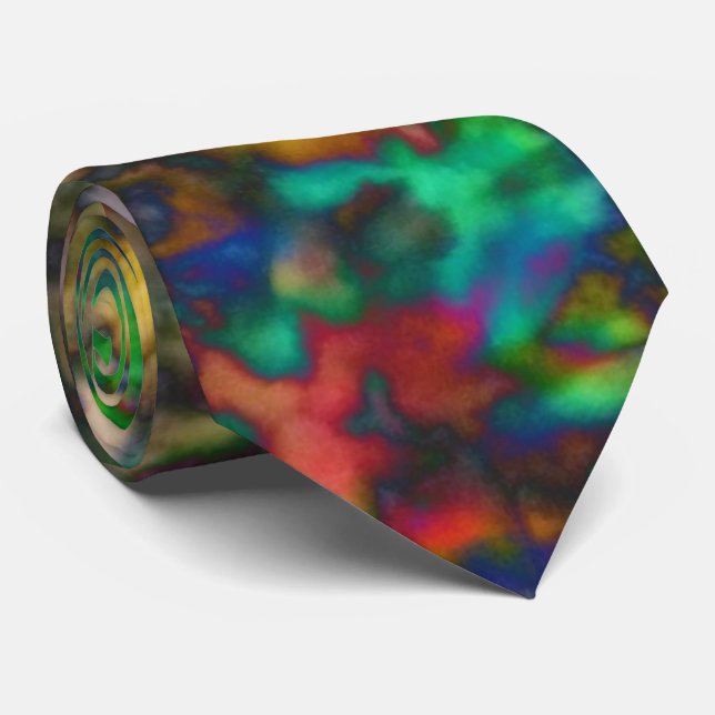 Neon Neck Tie - Rainbow Acid Dissolution design Krawatte (Gerollt)