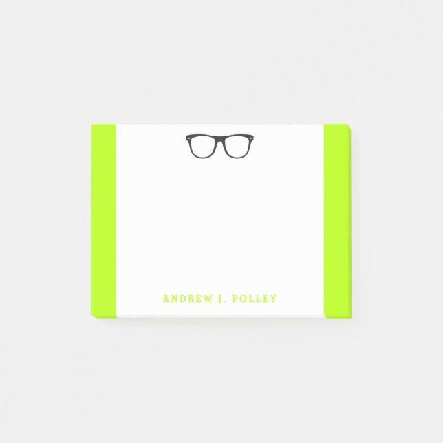 Neon Nerdy Black Glasses Custom Post-It Post-it Klebezettel (Vorderseite)