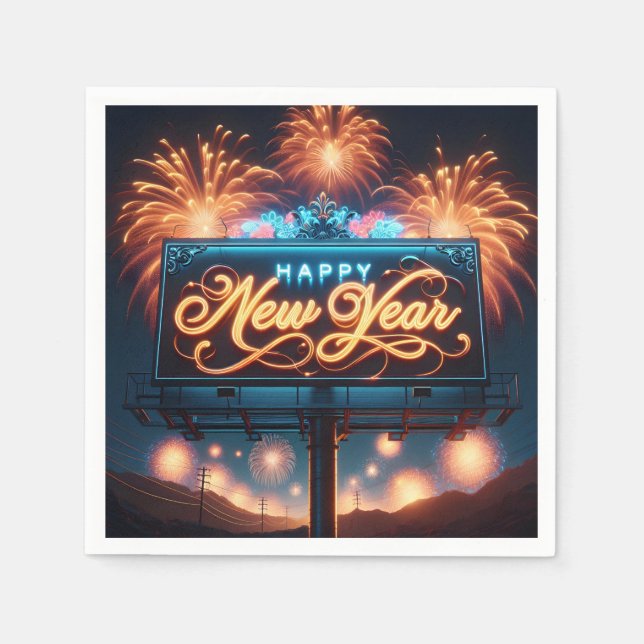 Neon New Year Reklametafeln Serviette (Vorderseite)