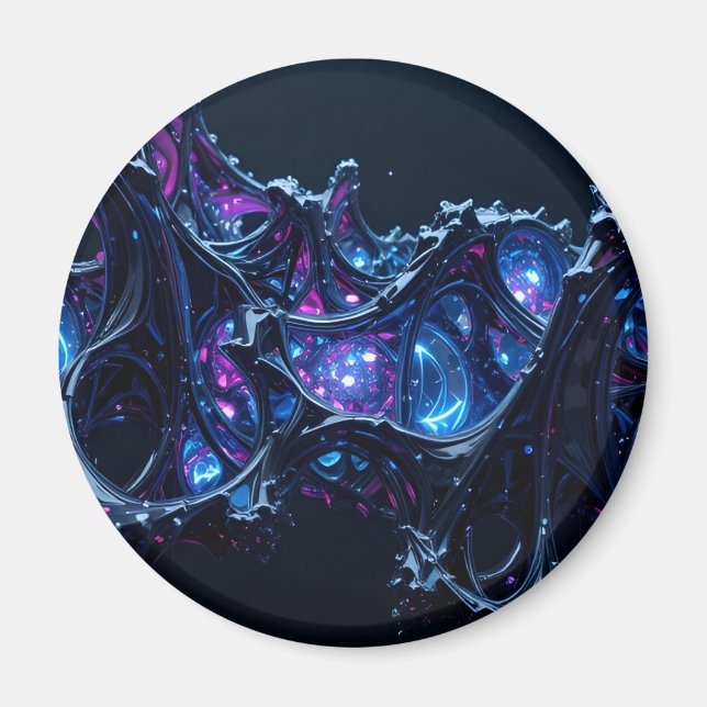 Neon Nexus: Interwoven Techno-Bio Struktur Magnet (Vorne)