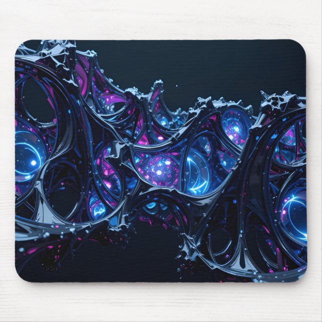 Neon Nexus: Interwoven Techno-Bio Struktur Mousepad (Vorne)