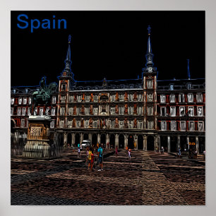 Neon Night Art von Madrid Poster