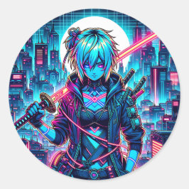 Neon Night Slicer Runder Aufkleber