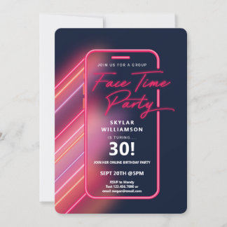 Neon Nightlife Vibe Online Group Video Chat Party Einladung