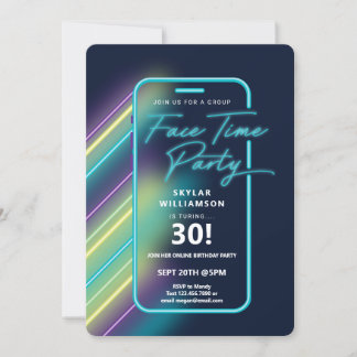 Neon Nightlife Vibe Online Group Video Chat Party Einladung