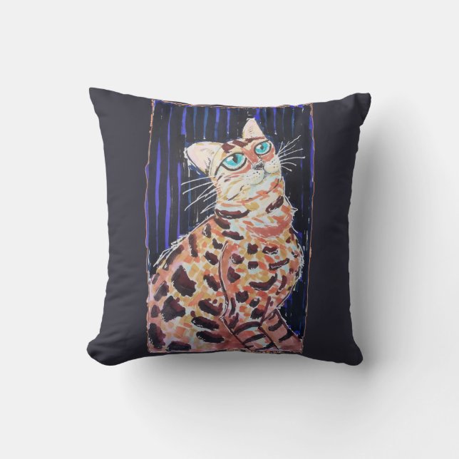 Neon Noir Bengalkatze Kissen (Vorderseite)