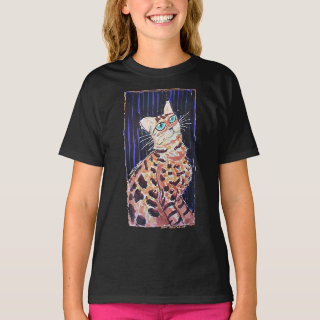 Neon Noir Bengalkatze T-Shirt (Vorderseite)