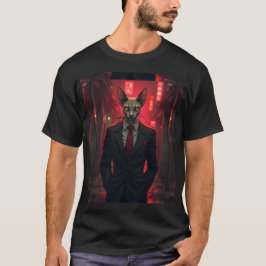 Neon-Noir-Sphynxkatze im Mafia-Stil T-Shirt