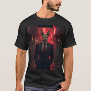 Neon-Noir-Sphynxkatze im Mafia-Stil T-Shirt